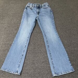 Old Navy High Rise Flare Jeans Girl's 12 Blue Denim Light Wash Pockets Casual